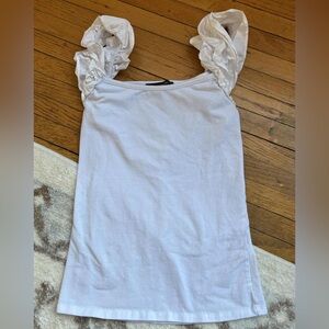 French Connection Rallie Ruffle Strap Top in White